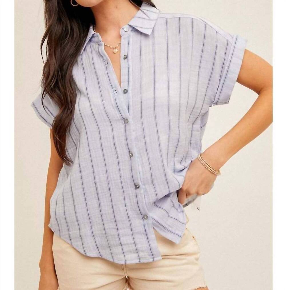NEW HEM & THREAD tina stripe top in blue